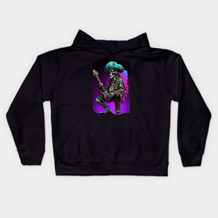 Fantasy Skeleton Pop Punk Colorful Guitarist Musician Kids Hoodie